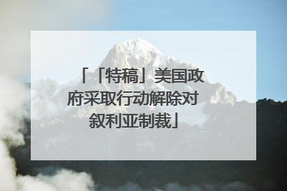 「特稿」美国政府采取行动解除对叙利亚制裁