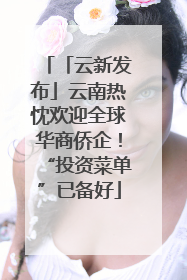 「云新发布」云南热忱欢迎全球华商侨企！“投资菜单”已备好