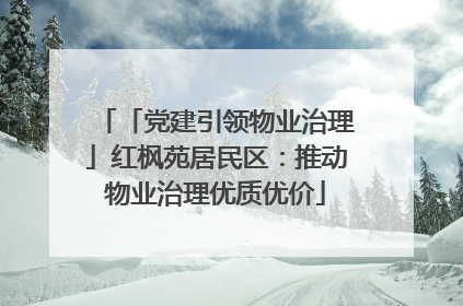 「党建引领物业治理」红枫苑居民区：推动物业治理优质优价