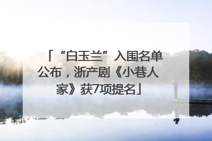 “白玉兰”入围名单公布，浙产剧《小巷人家》获7项提名