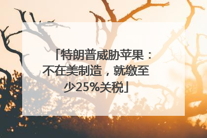 特朗普威胁苹果：不在美制造，就缴至少25%关税