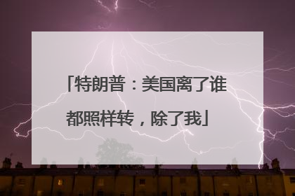 特朗普：美国离了谁都照样转，除了我
