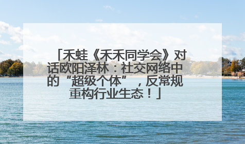 禾蛙《禾禾同学会》对话欧阳泽林：社交网络中的“超级个体”，反常规重构行业生态！