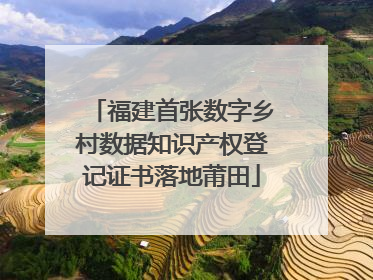 福建首张数字乡村数据知识产权登记证书落地莆田