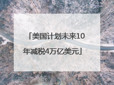 美国计划未来10年减税4万亿美元