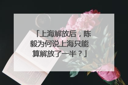 上海解放后，陈毅为何说上海只能算解放了一半？