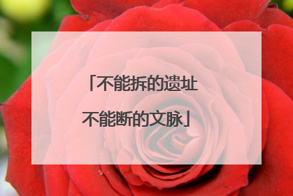不能拆的遗址 不能断的文脉