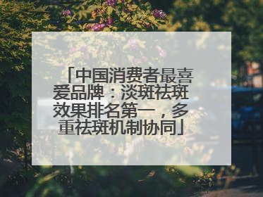 中国消费者最喜爱品牌：淡斑祛斑效果排名第一，多重祛斑机制协同