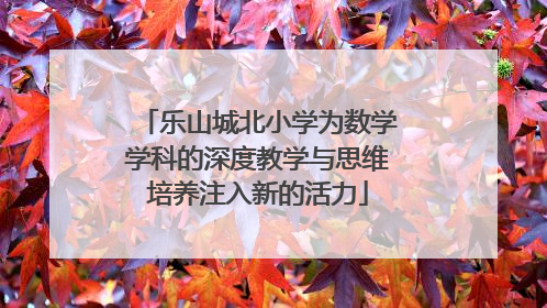 乐山城北小学为数学学科的深度教学与思维培养注入新的活力