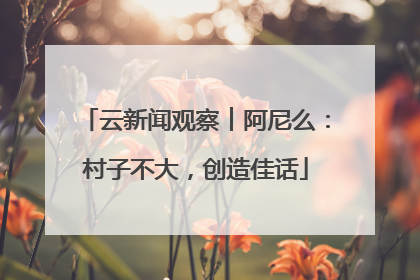 云新闻观察︱阿尼么：村子不大，创造佳话