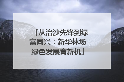 从治沙先锋到绿富同兴：新华林场绿色发展育新机