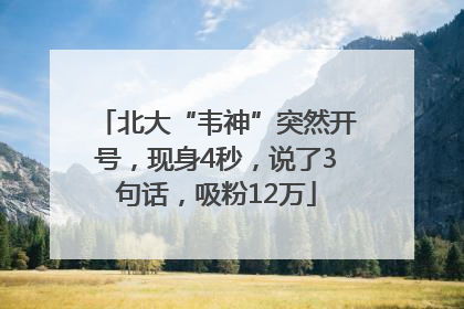 北大“韦神”突然开号，现身4秒，说了3句话，吸粉12万
