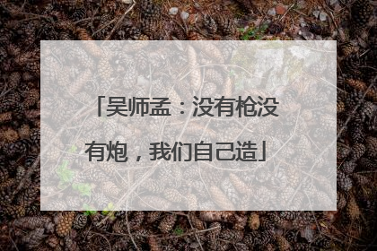 吴师孟：没有枪没有炮，我们自己造