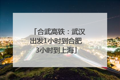 合武高铁：武汉出发1小时到合肥3小时到上海