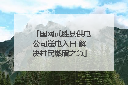 国网武胜县供电公司送电入田 解决村民燃眉之急