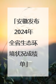 安徽发布2024年全省生态环境状况成绩单