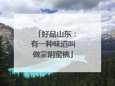 好品山东：有一种味道叫做蒙阴蜜桃