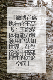 微博首席执行官王高飞：主流媒体有能力带领用户认知世界，在舆论场中搭建理性的讨论空间