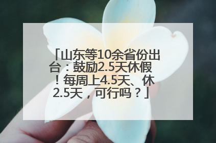 山东等10余省份出台：鼓励2.5天休假！每周上4.5天、休2.5天，可行吗？