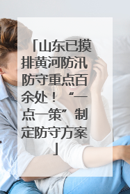山东已摸排黄河防汛防守重点百余处！“一点一策”制定防守方案