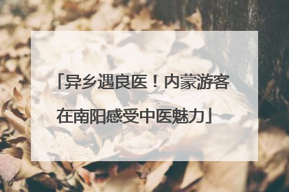 异乡遇良医！内蒙游客在南阳感受中医魅力