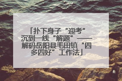 扑下身子“迎考” 沉到一线“解题”——解码岳阳县毛田镇“四多四好”工作法