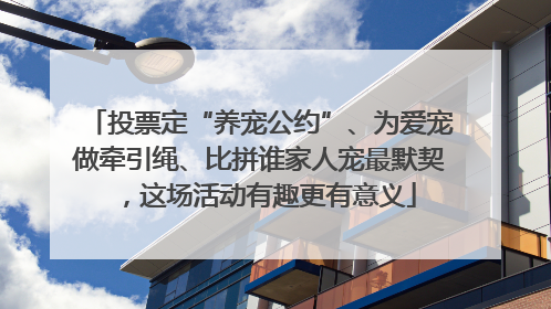 投票定“养宠公约”、为爱宠做牵引绳、比拼谁家人宠最默契，这场活动有趣更有意义
