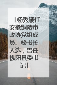 杨秀颀任安徽铜陵市政协党组成员、秘书长人选，曾任枞阳县委书记