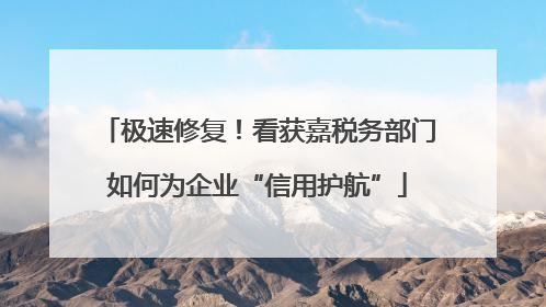 极速修复！看获嘉税务部门如何为企业“信用护航”