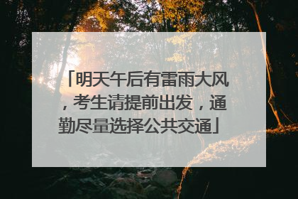 明天午后有雷雨大风，考生请提前出发，通勤尽量选择公共交通