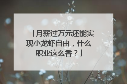 月薪过万元还能实现小龙虾自由，什么职业这么香？