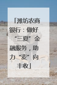 潍坊农商银行：做好“三夏”金融服务，助力“麦”向丰收