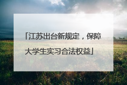 江苏出台新规定，保障大学生实习合法权益
