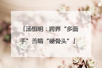 汤恒明：跨界“多面手”善啃“硬骨头”