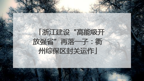 浙江建设“高能级开放强省”再落一子：衢州综保区封关运作