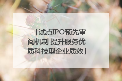 试点IPO预先审阅机制 提升服务优质科技型企业质效