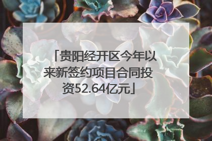 贵阳经开区今年以来新签约项目合同投资52.64亿元