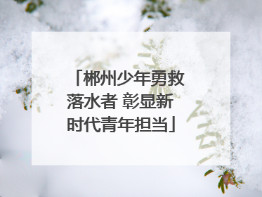 郴州少年勇救落水者 彰显新时代青年担当