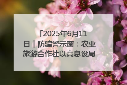 2025年6月11日｜防骗警示窗：农业旅游合作社以高息设局，集资380万
