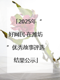 2025年“好网民·在潍坊”优秀故事评选结果公示