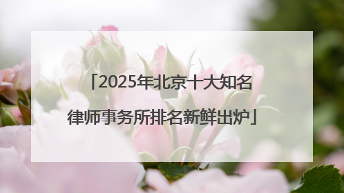 2025年北京十大知名律师事务所排名新鲜出炉